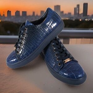 Brooklyn 718 Men’s Size 12 Navy Blue Croc Embossed 6730 Sneaker Crocodile’s Kin